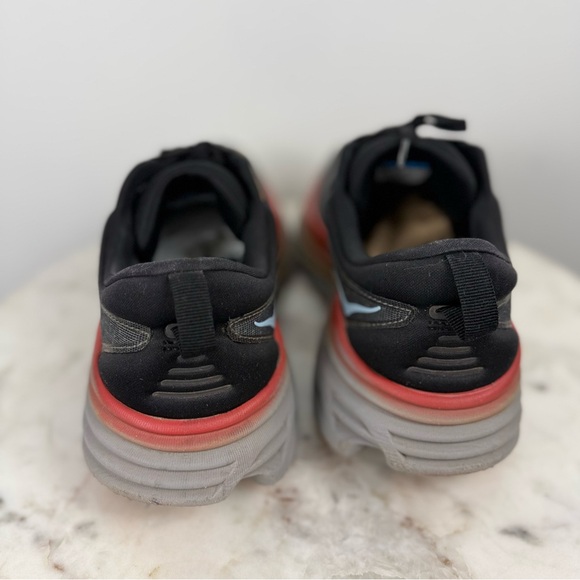 Hoka One One Bondi 8 Mens 9 Shoes Gray Red Running Sneaker 1123202 ACTL Gym - Picture 8 of 11